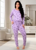 Pijama Feminino Coração Manga Longa com Calça - Imagem 4